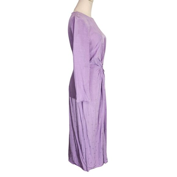 Paris Atelier & Other Stories Lavender Midi Dress With Knot Detail Womens Size 2 - Picture 2 of 16